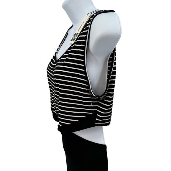LeShop Maxi Striped Top Solid Skirt Black/White L Stretchy Waist Sleeveless Crew - Picture 3 of 12
